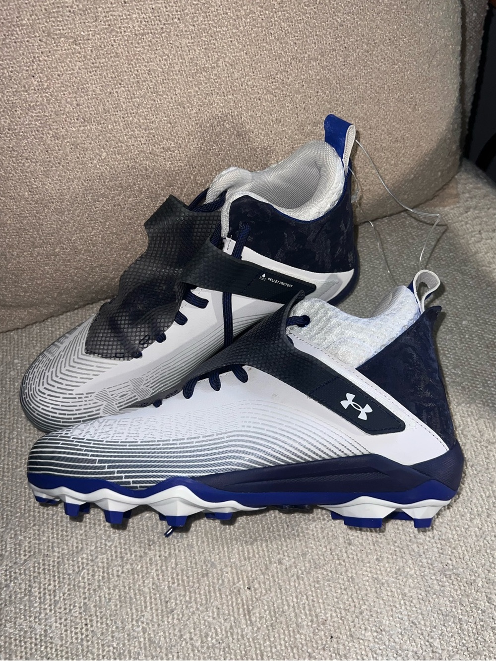 Under Armour White and Navy Cleats